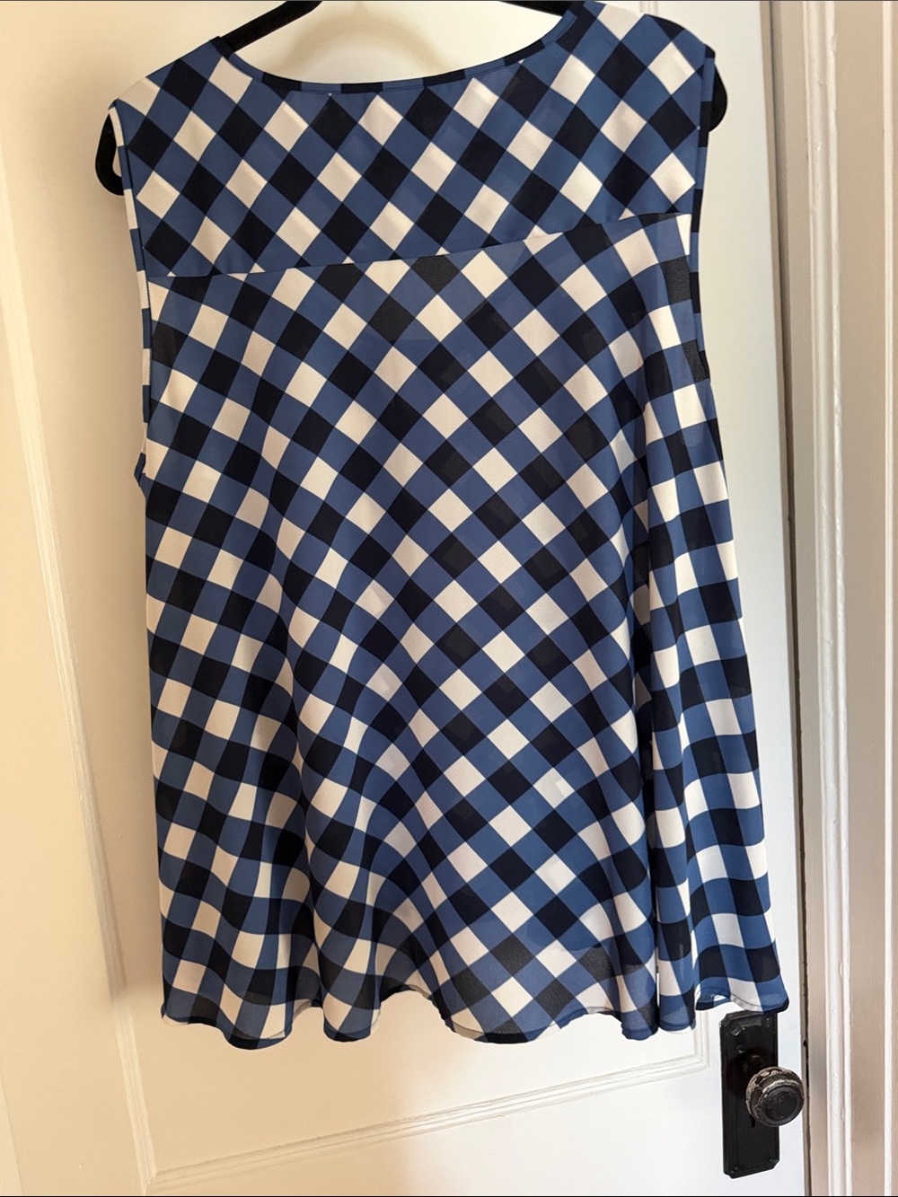 Style & Co. Navy and White Gingham Sleeveless Button-Front Swing Top Size XL - Picture 4 of 4